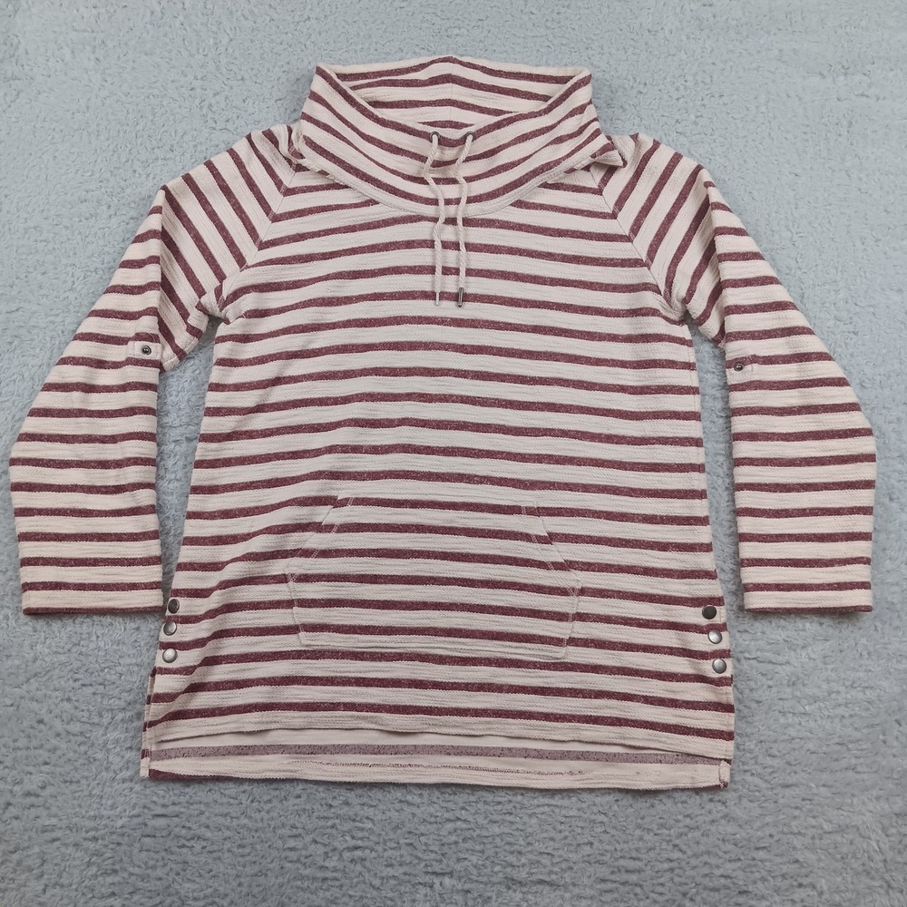 Simply Noelle Pullover Women XXL Red‎ White Striped Cowl Neck Pocket Top